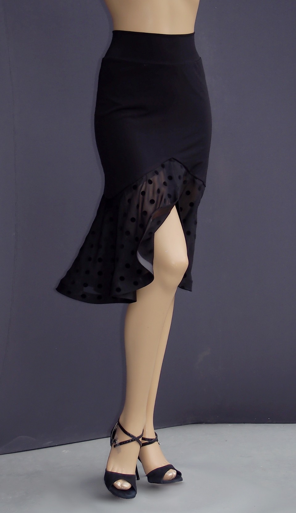 td 001 black chiffion tango skirt
