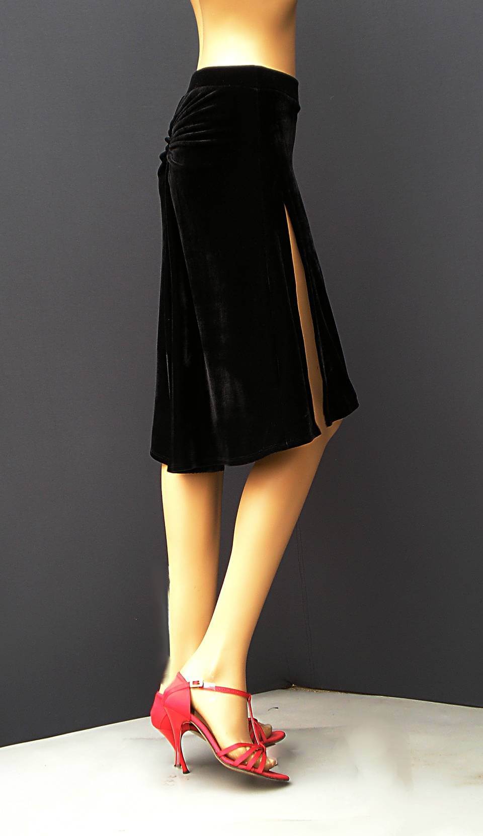 td-011  black velvet tango skirt